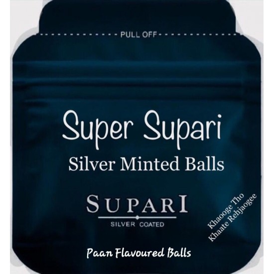 SUPER SUPARI Rs 15 SILVER MINTED BALLS ZIPPER POUCH 