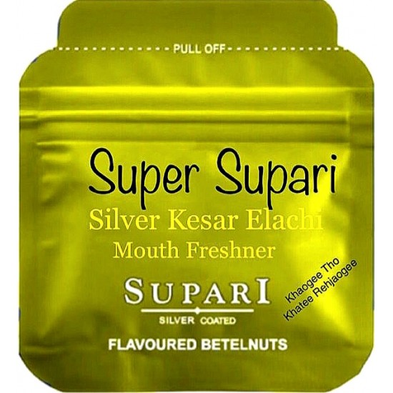 SUPER SUPARI Rs 15 SILVER KESAR ELAICHI ZIPPER POUCH 